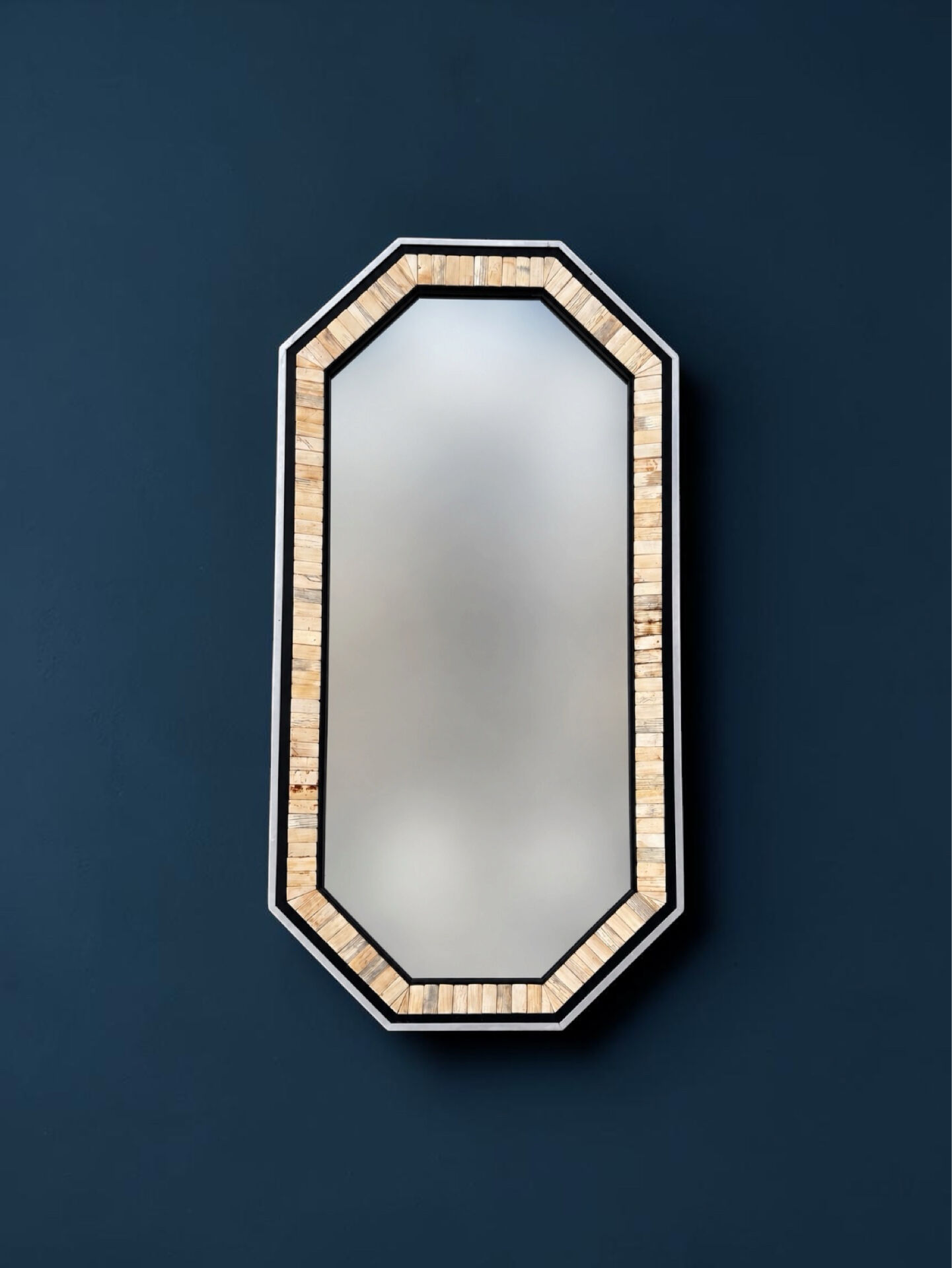 Blackened wood, metal and bone mirror by Anthony Redmile – London, 1970