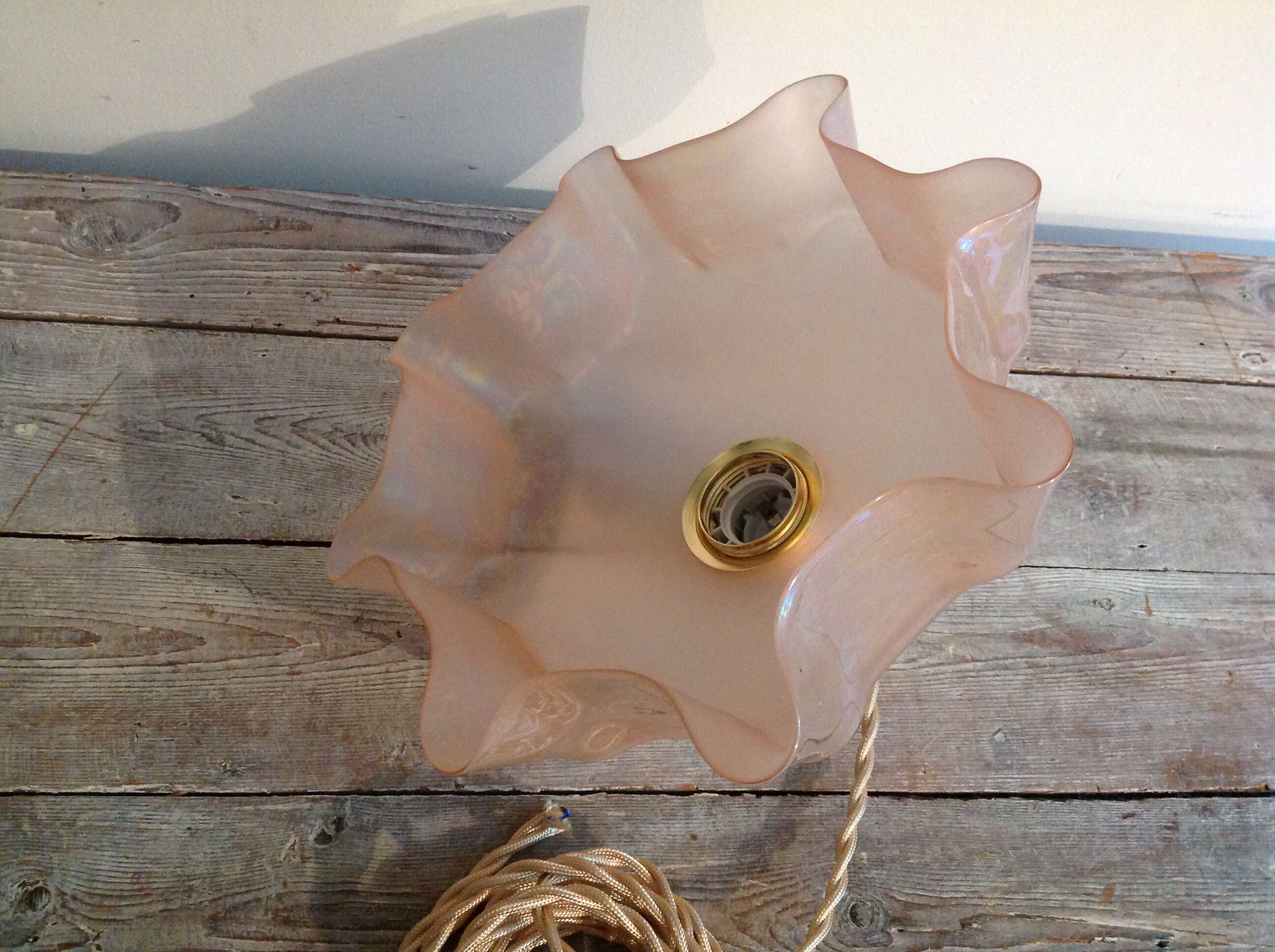 Pink opaline hanging lamp