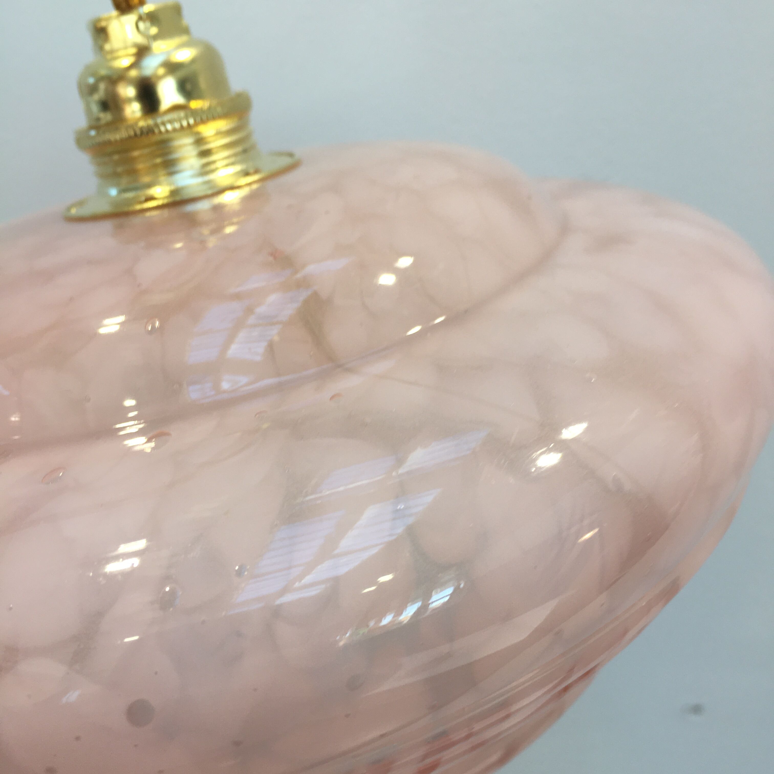 Pair of Art Deco suspensions in pink Clichy glass