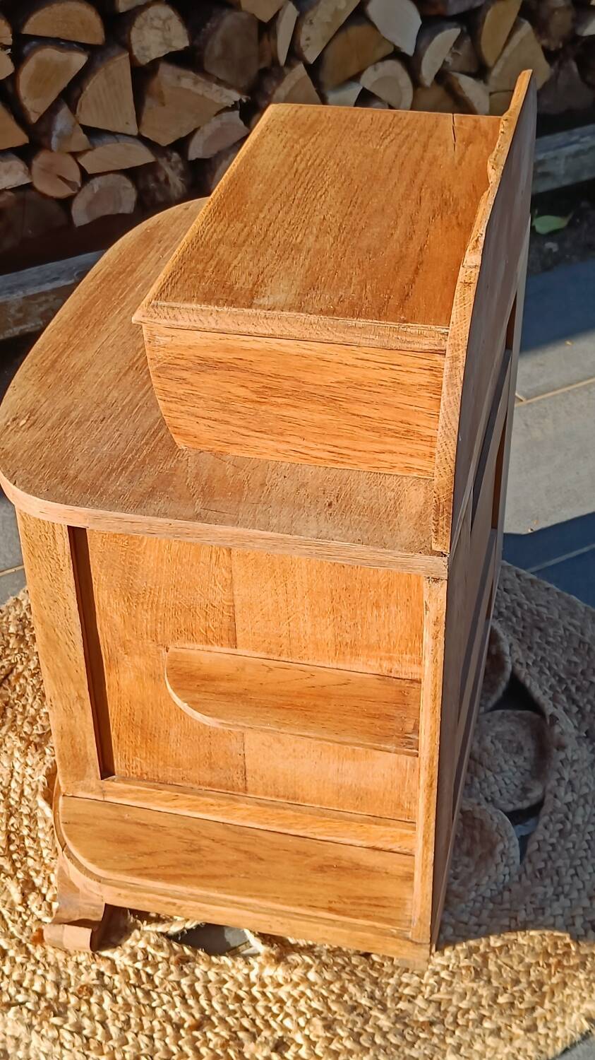 Art Deco bedside table in raw wood