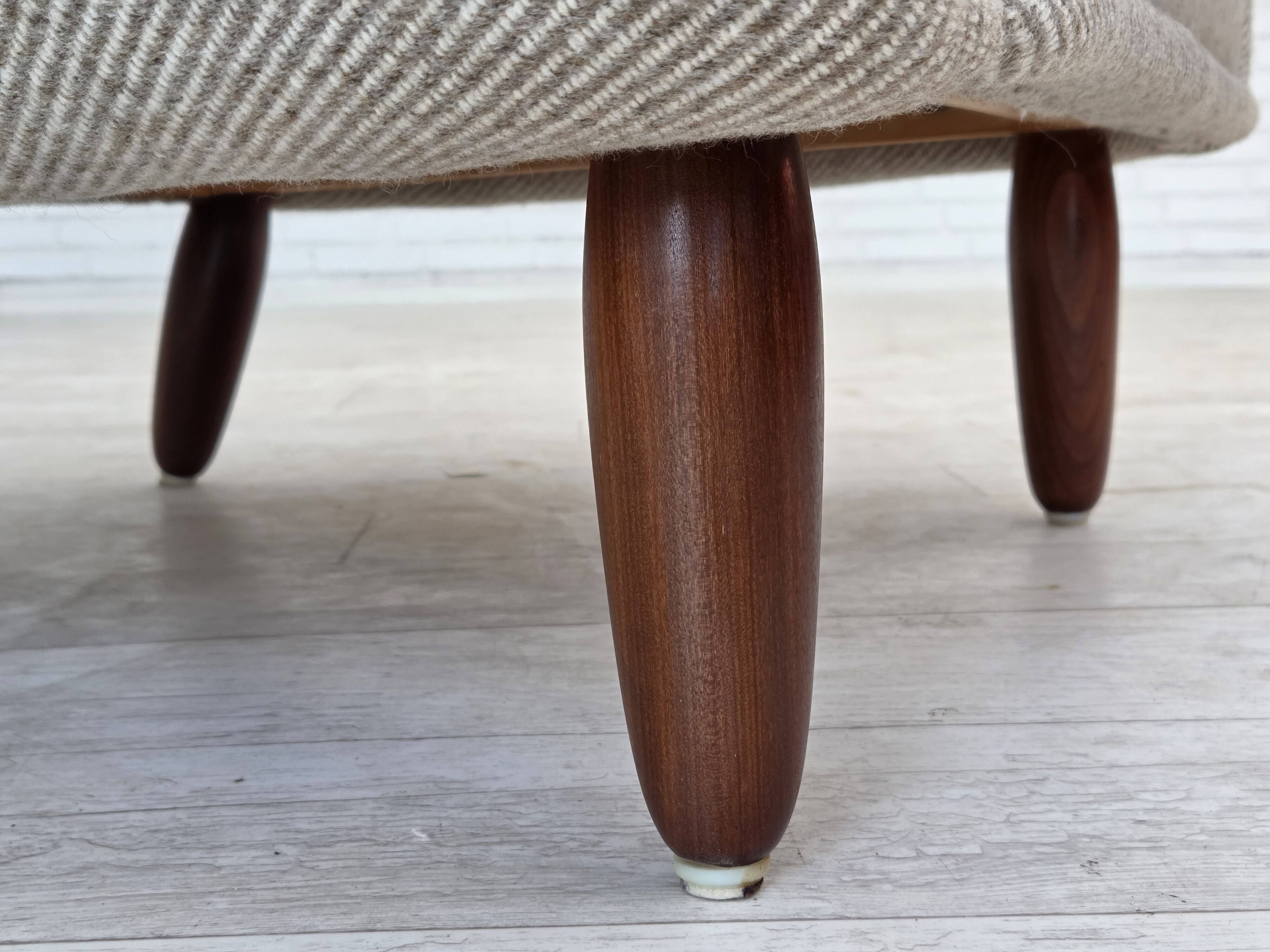 1960s, Danish design by Kurt Østervig, armchair model 61, wool, teak.