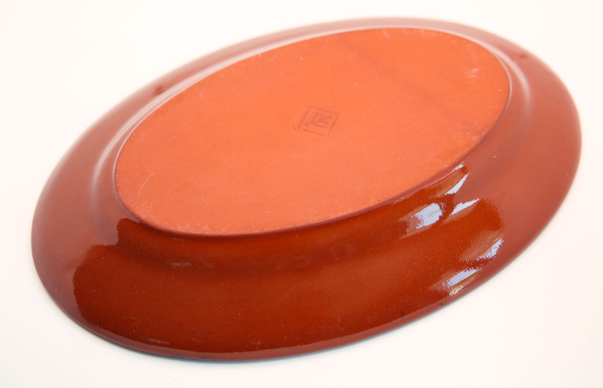 Artisanal oval dish of Portugal in glazed and flowery clay