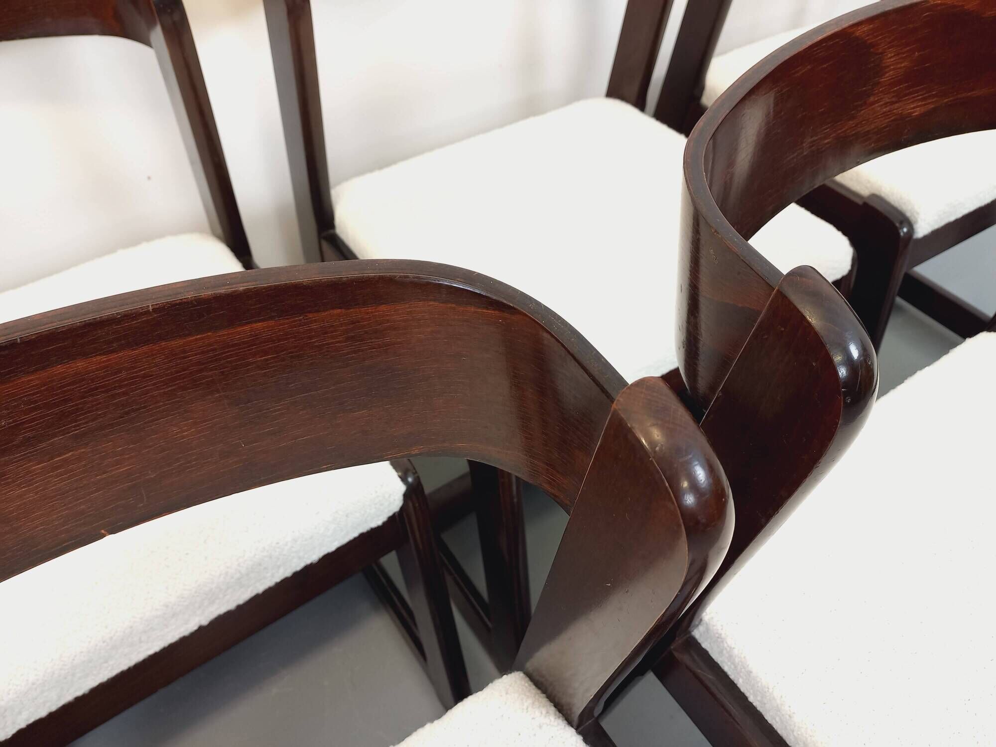 Set of 6 vintage Italian sleigh chairs by Mario Sabot