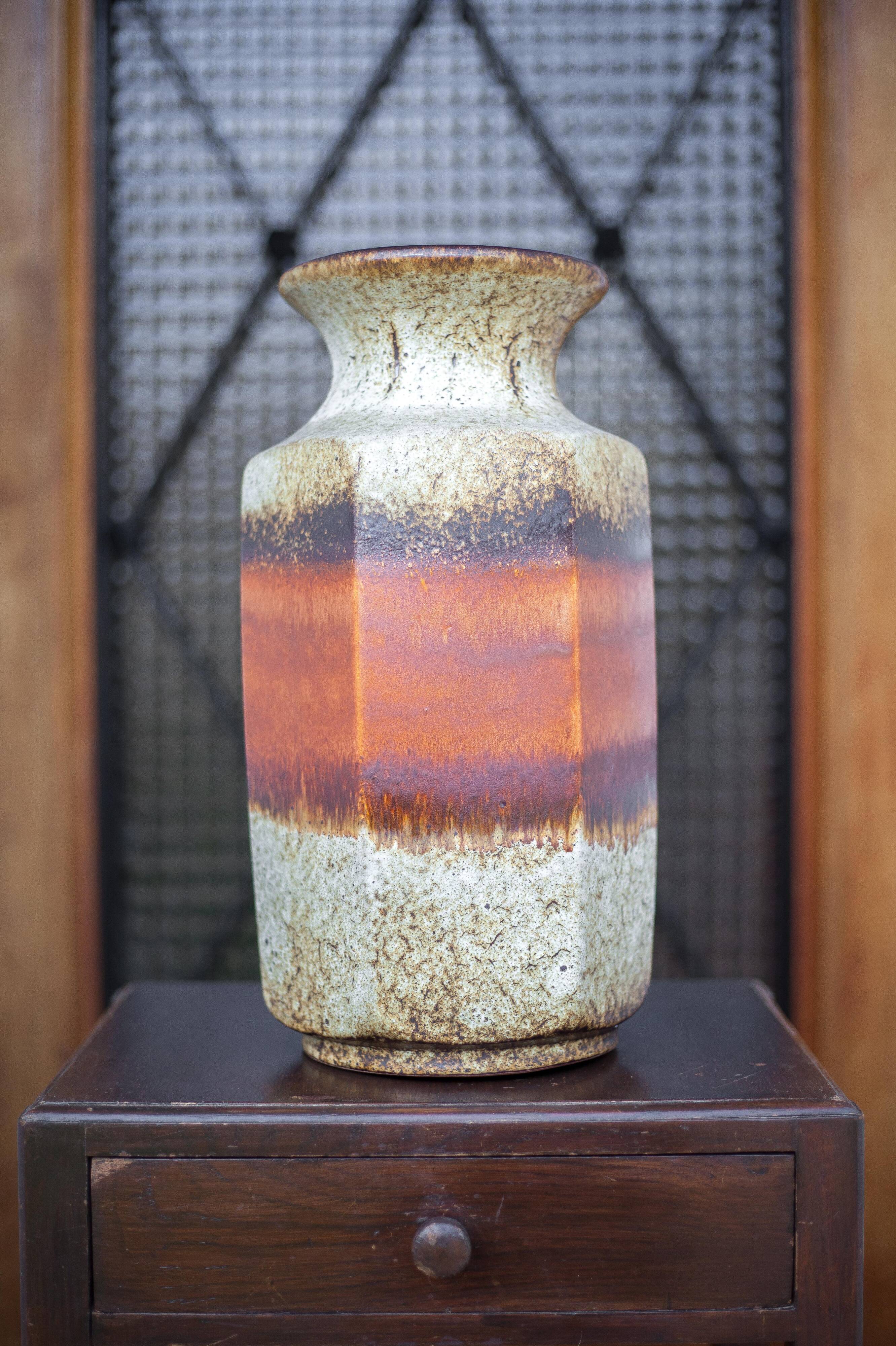 Large West Germany ceramic vase 297-41, scheurich Keramik, decorative vase, floor vase, flower pot