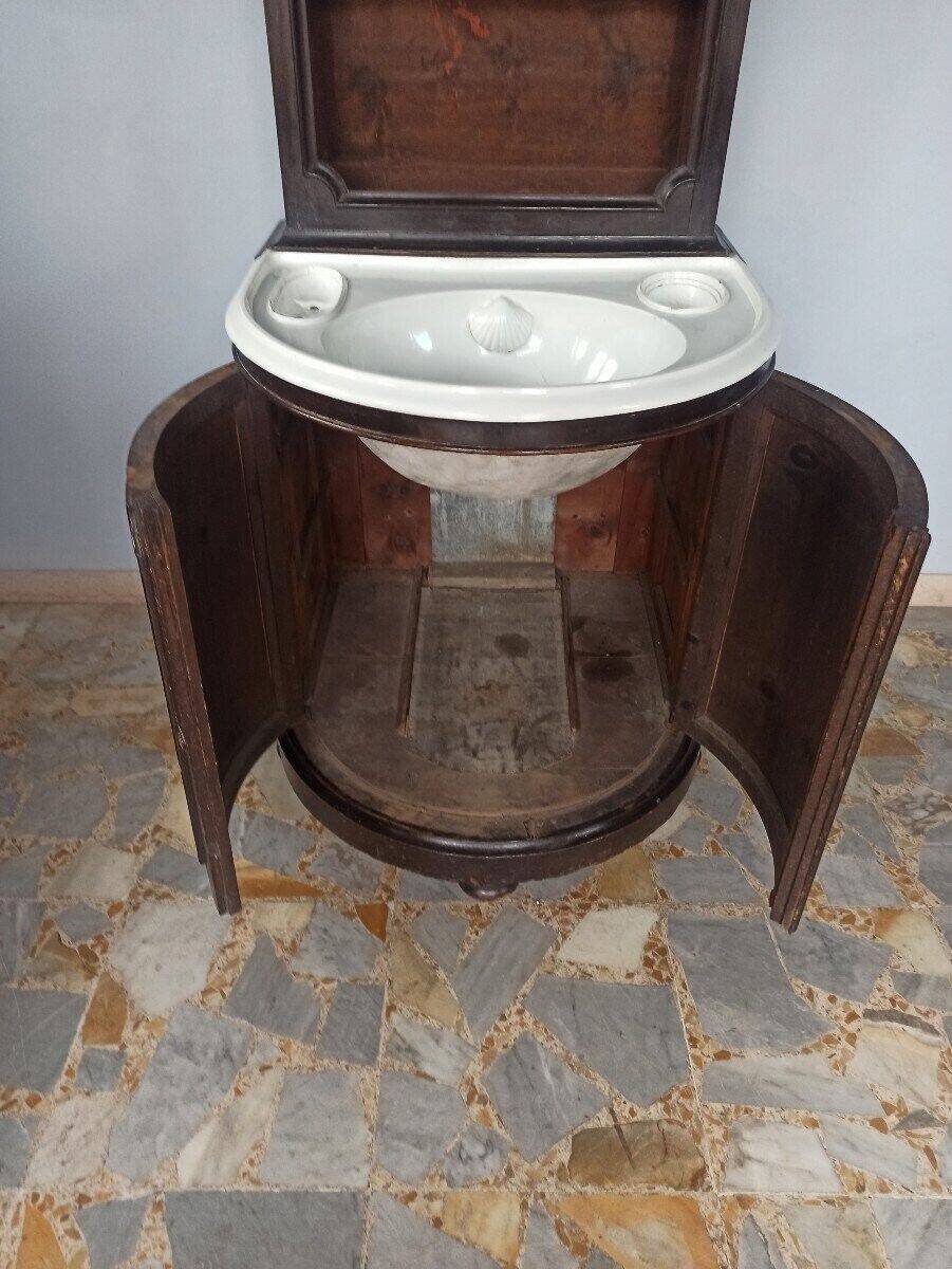 Washbasin cabinet Italy 19th century ceramic Ginori Tuscany Napoleon III