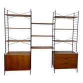 Ancienne étagère modulable en teck et métal design scandinave des années 60 vintage