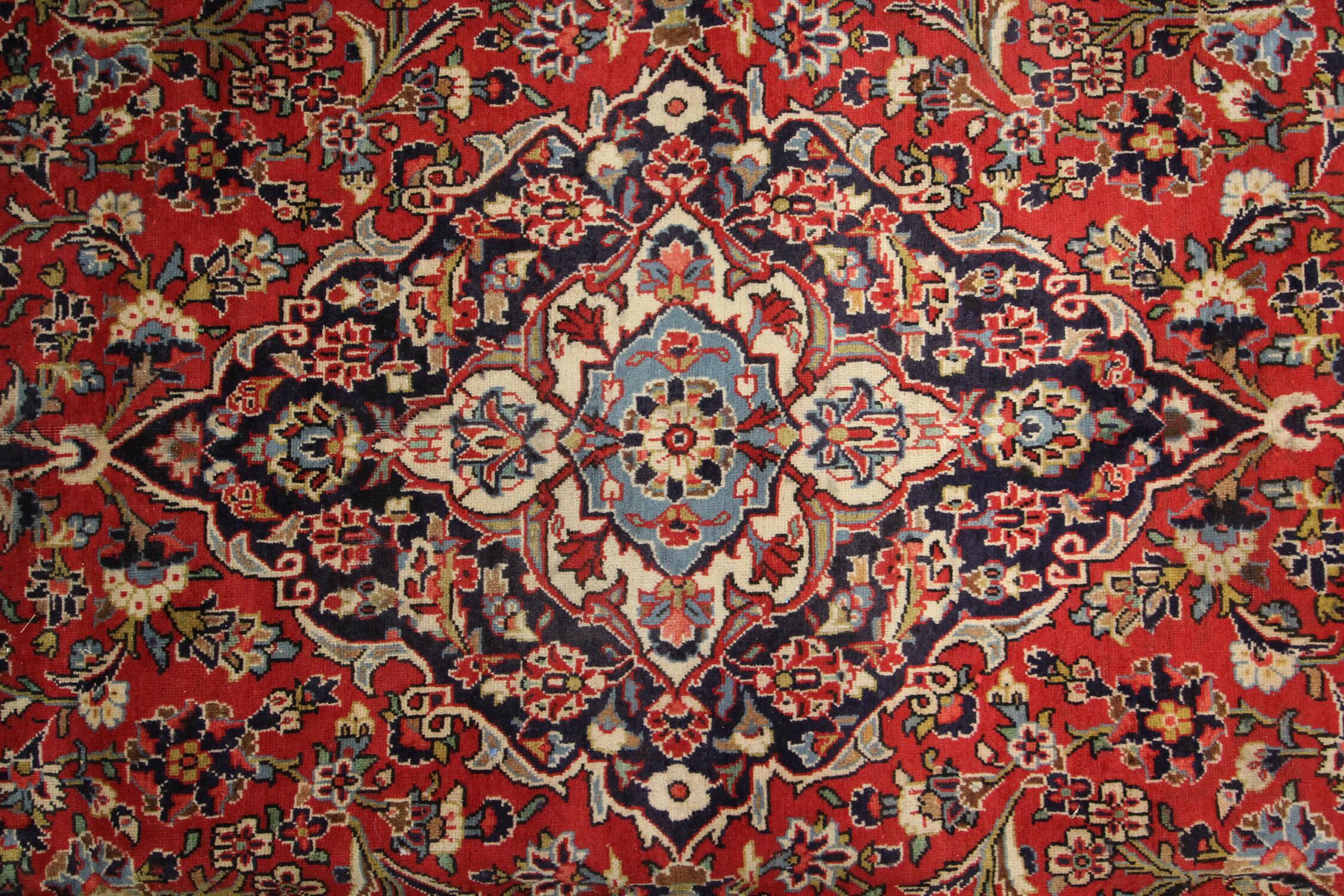 Vintage Persian Rug Handwoven Oriental Kashan Carpet- 362x244cm