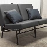 Airborne double bench seat restored foam and new fabrics + 2 matching cushions