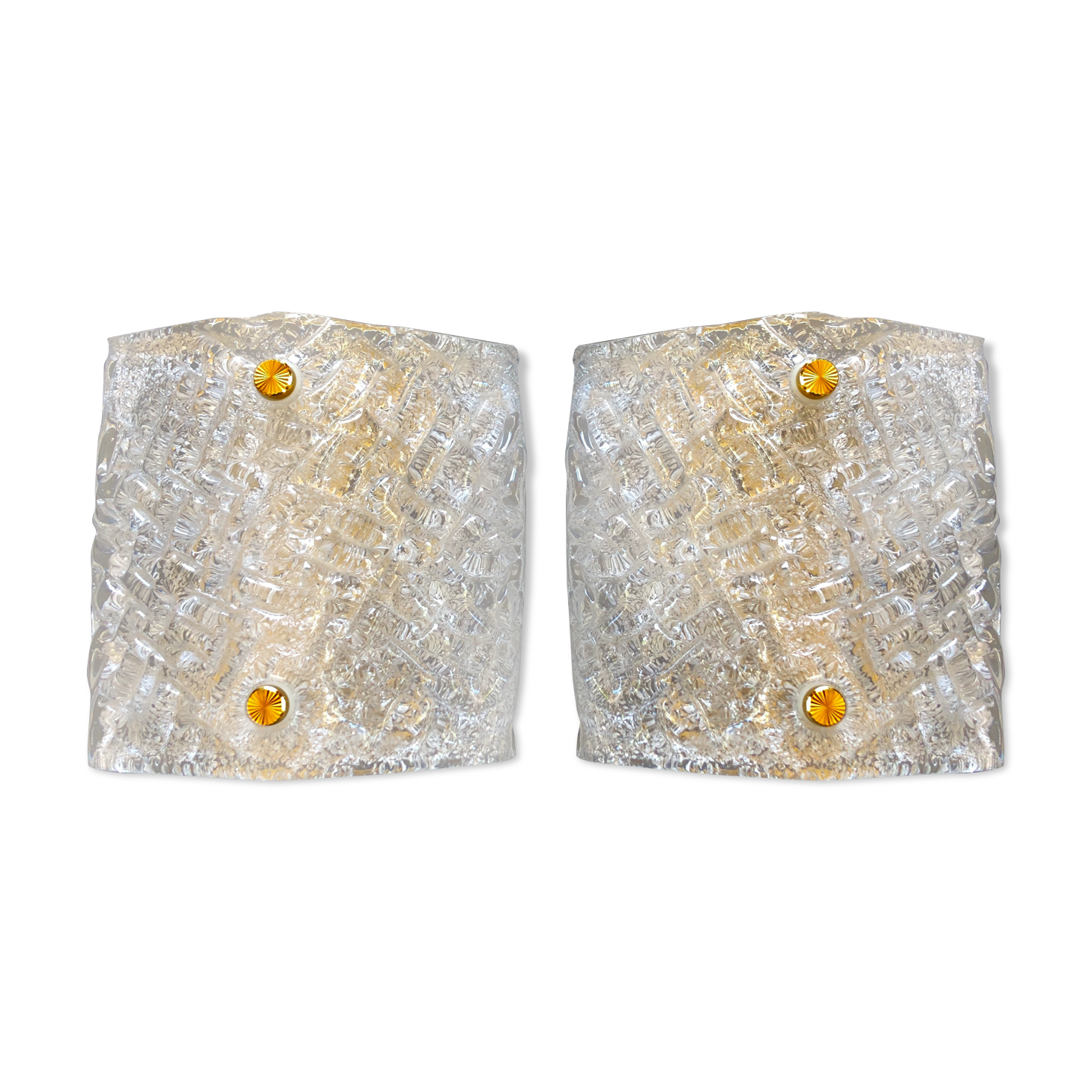 Barovier pair of glass wall light golden structure