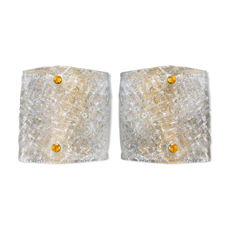 Barovier pair of glass wall light golden structure