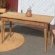 Antique vintage bistro table in solid raw wood for 6 people