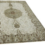 Handwoven overdyed turkish 1970s 185 cm x 276 cm grey carpet