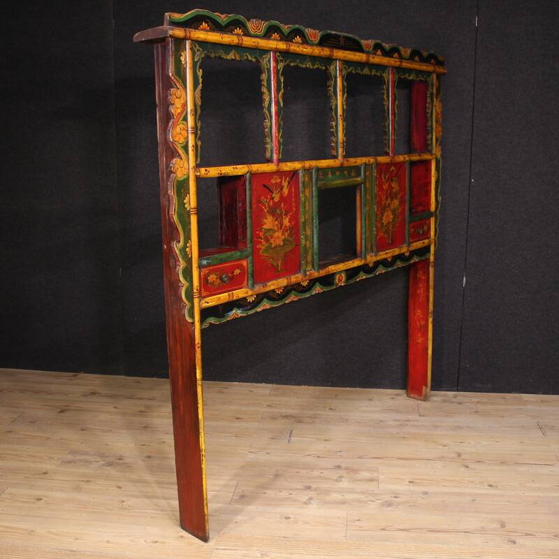 20th century lacquered and painted Chinese headboard