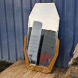 Miroir Octogonal biseauté Art Déco, Teck, 131cm
