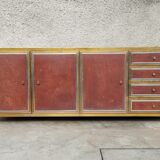 Sideboard shelf design 70 Michel Pignères amboyna burl chrome brass
