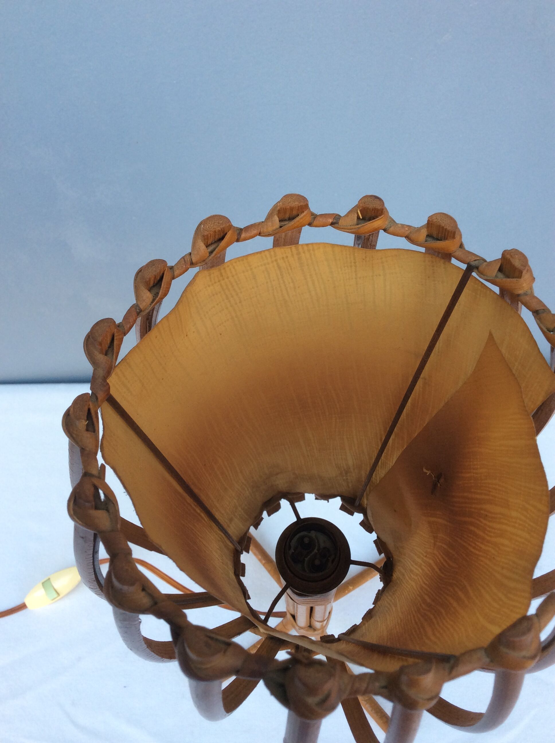 Rattan lamp by Louis Sognot, 1960s