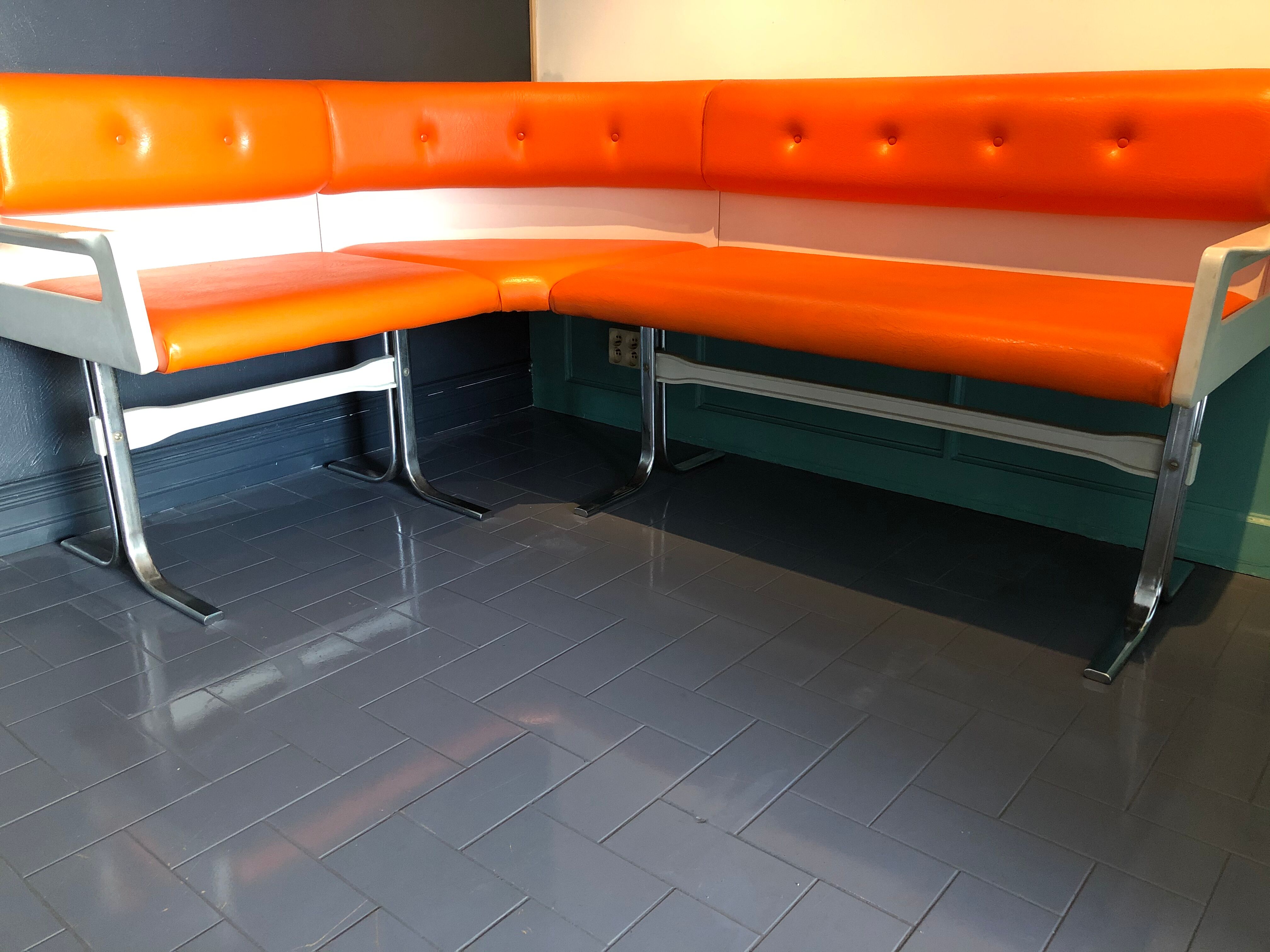 Vintage dining area bench and matching table