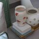 Vintage painted red flower ceramic vase