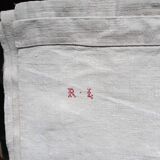 Old linen bedspread with small monogram rl