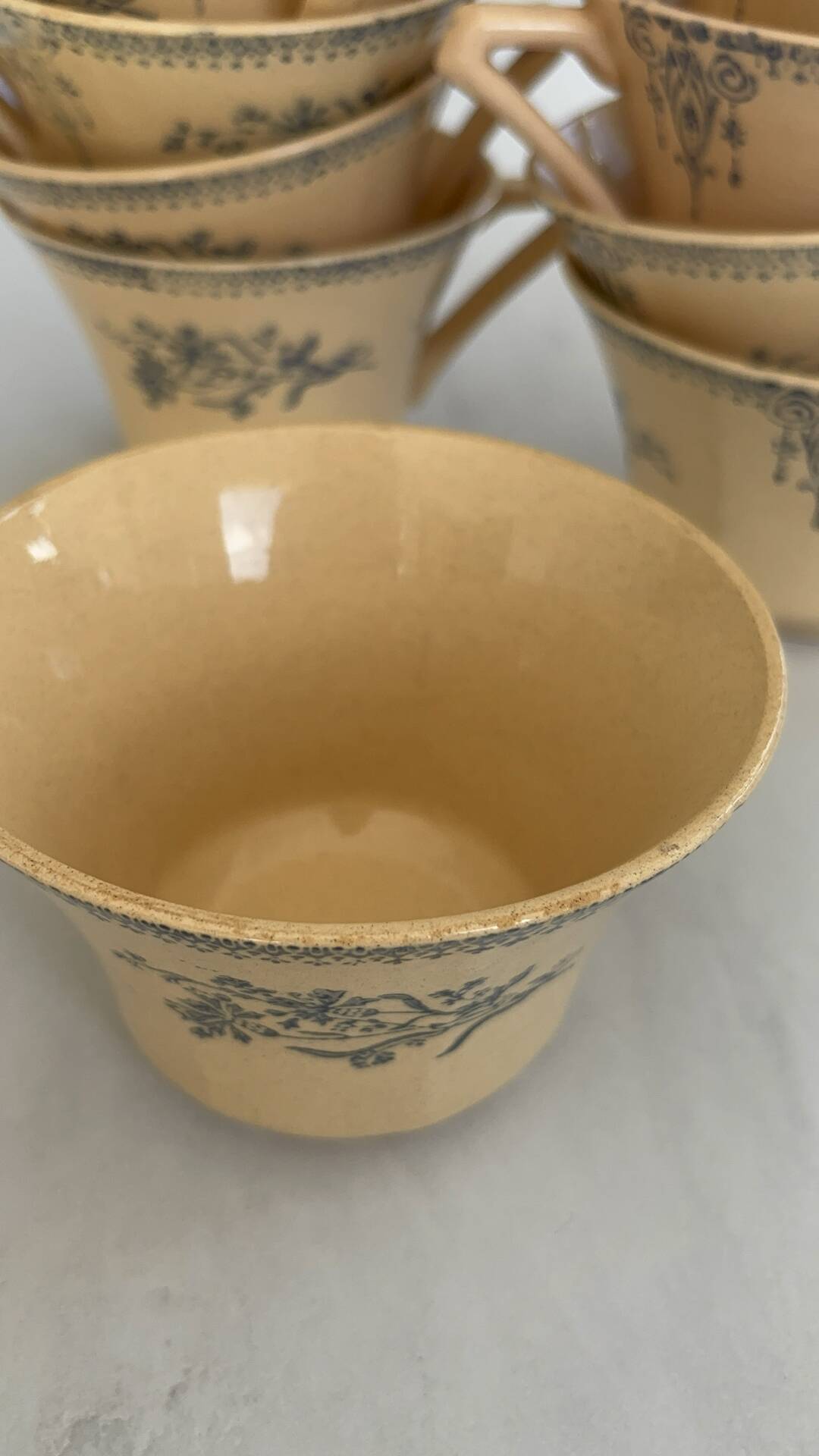 Iron earth tea cup St Amand - antique French earthenware with patina