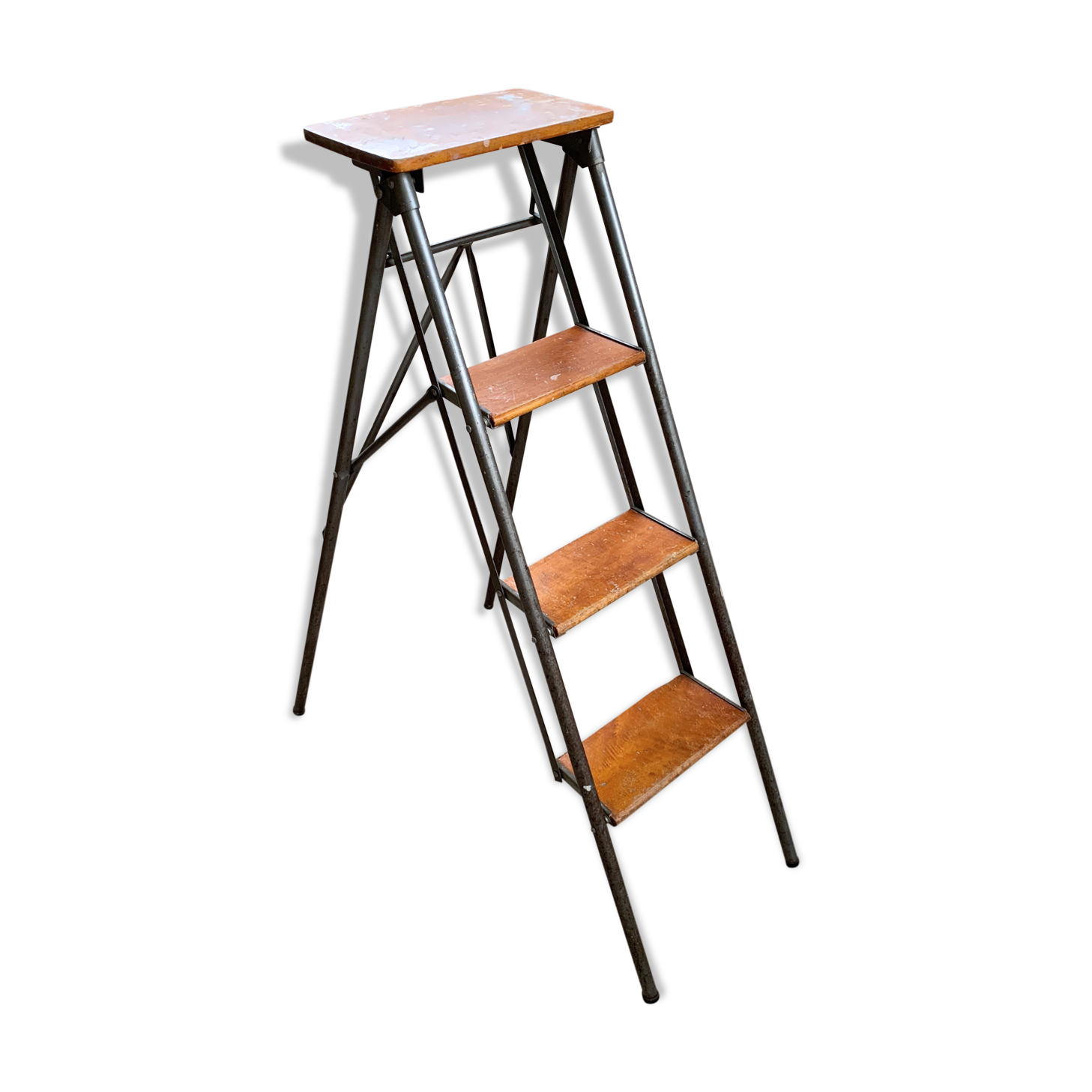 Metal and wood workshop ladder 4 steps