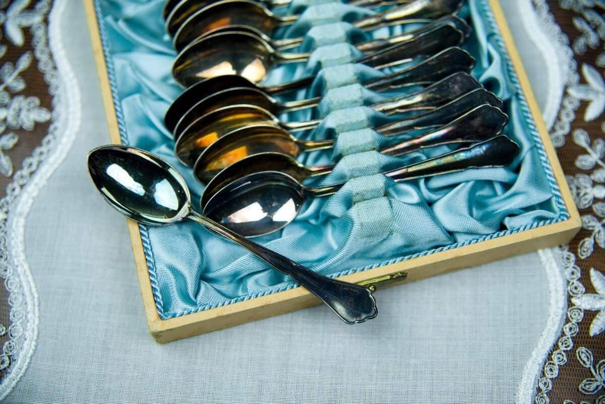 Silver Mocha Teaspoons, 1950s, Set of 12