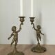 Pair of brass candle holders