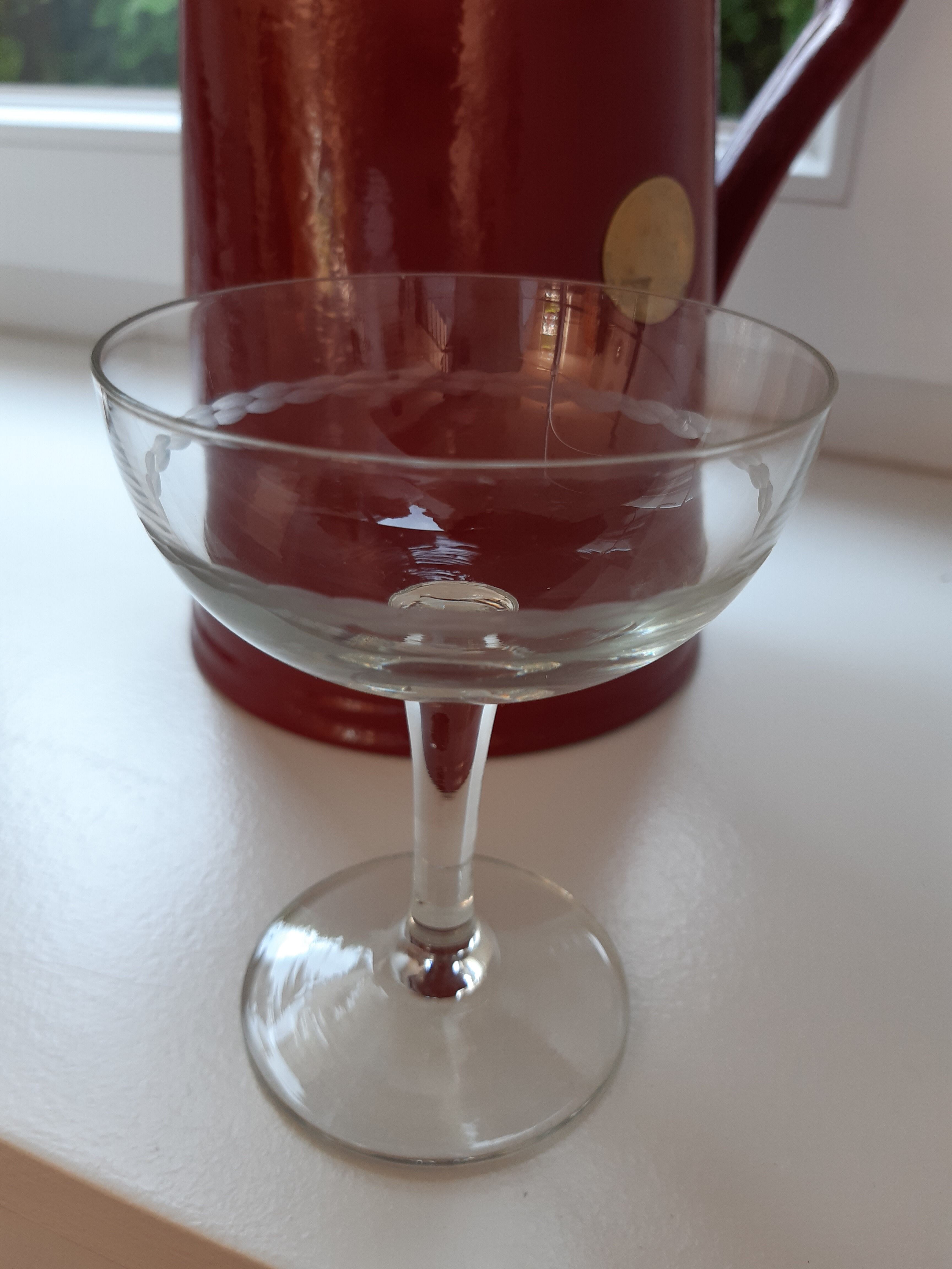 Set of 5 champagne cups engraved in crystal 40s-50s