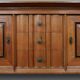 Art Deco brutalist Belgian Oak and Brass Sideboard, 1940s