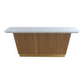 Contemporary bar in solid oak & double terrazzo top Unique piece