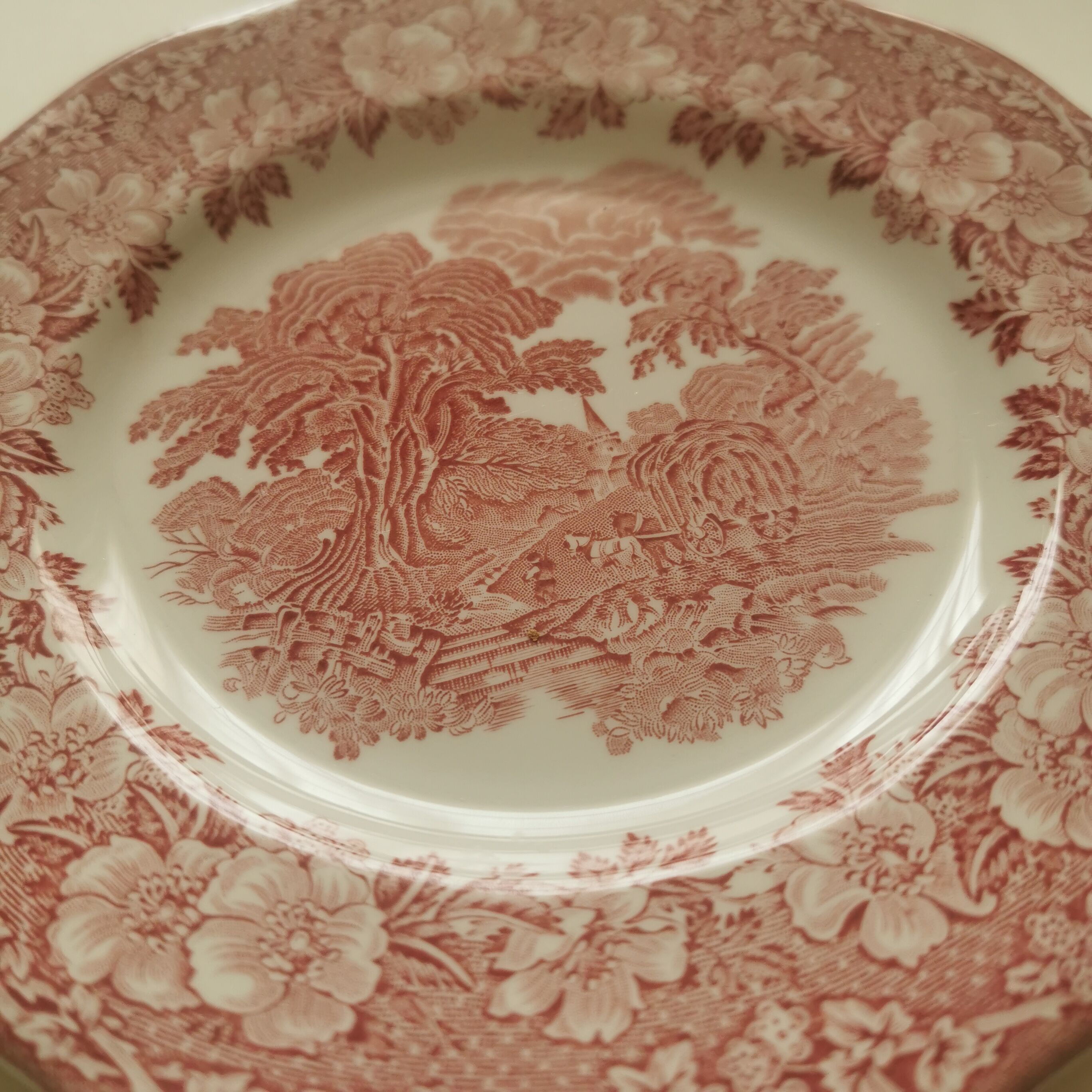 Vintage dessert plate Enoch Wedgwood (Tunstall). Pink Woodland model