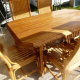 Bamboo walnut and rattan table
