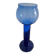 Vintage blue glass footed bowl vase from the 1970s.