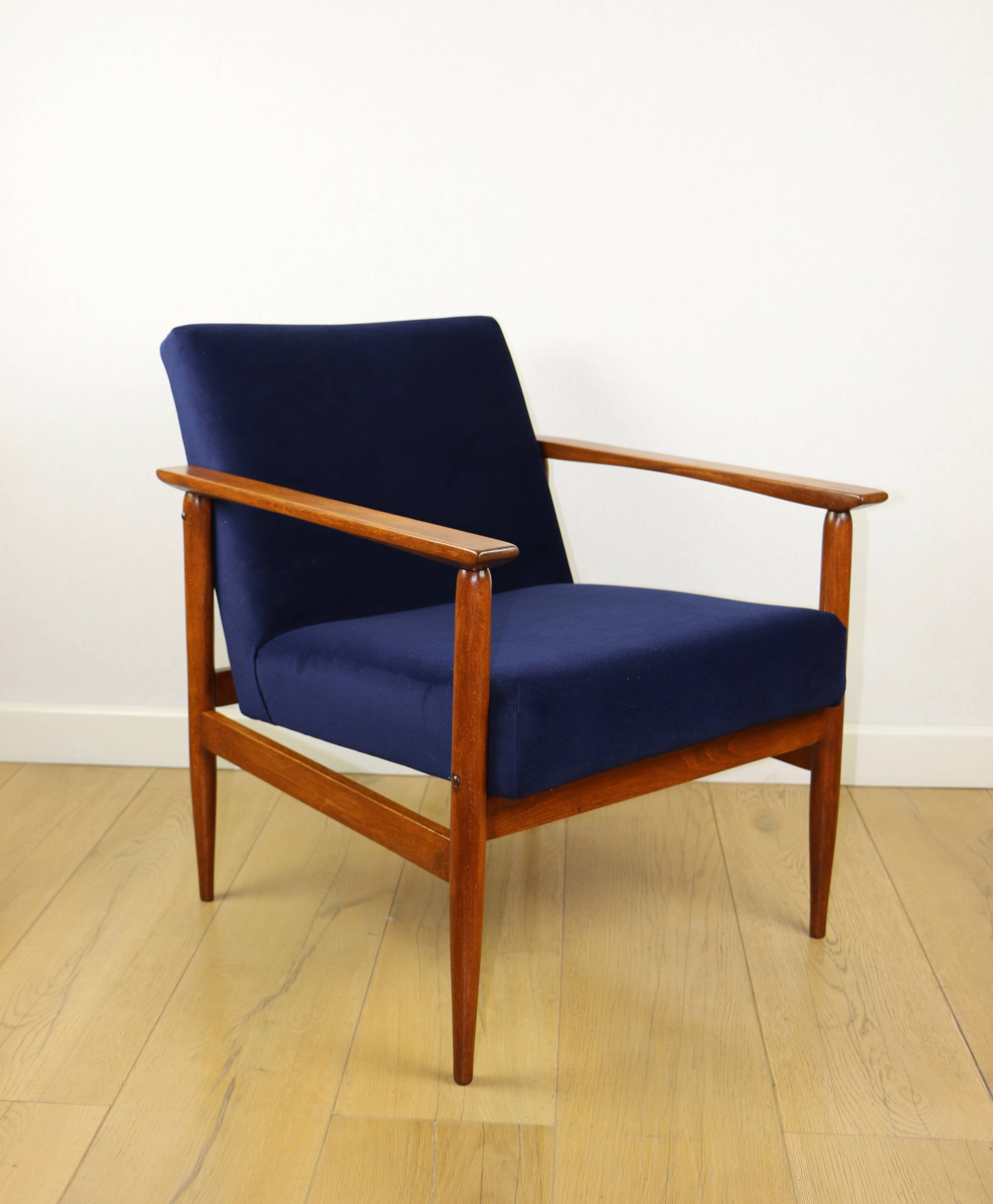 Vintage navy blue easy chair, 1970s