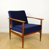 Vintage navy blue easy chair, 1970s