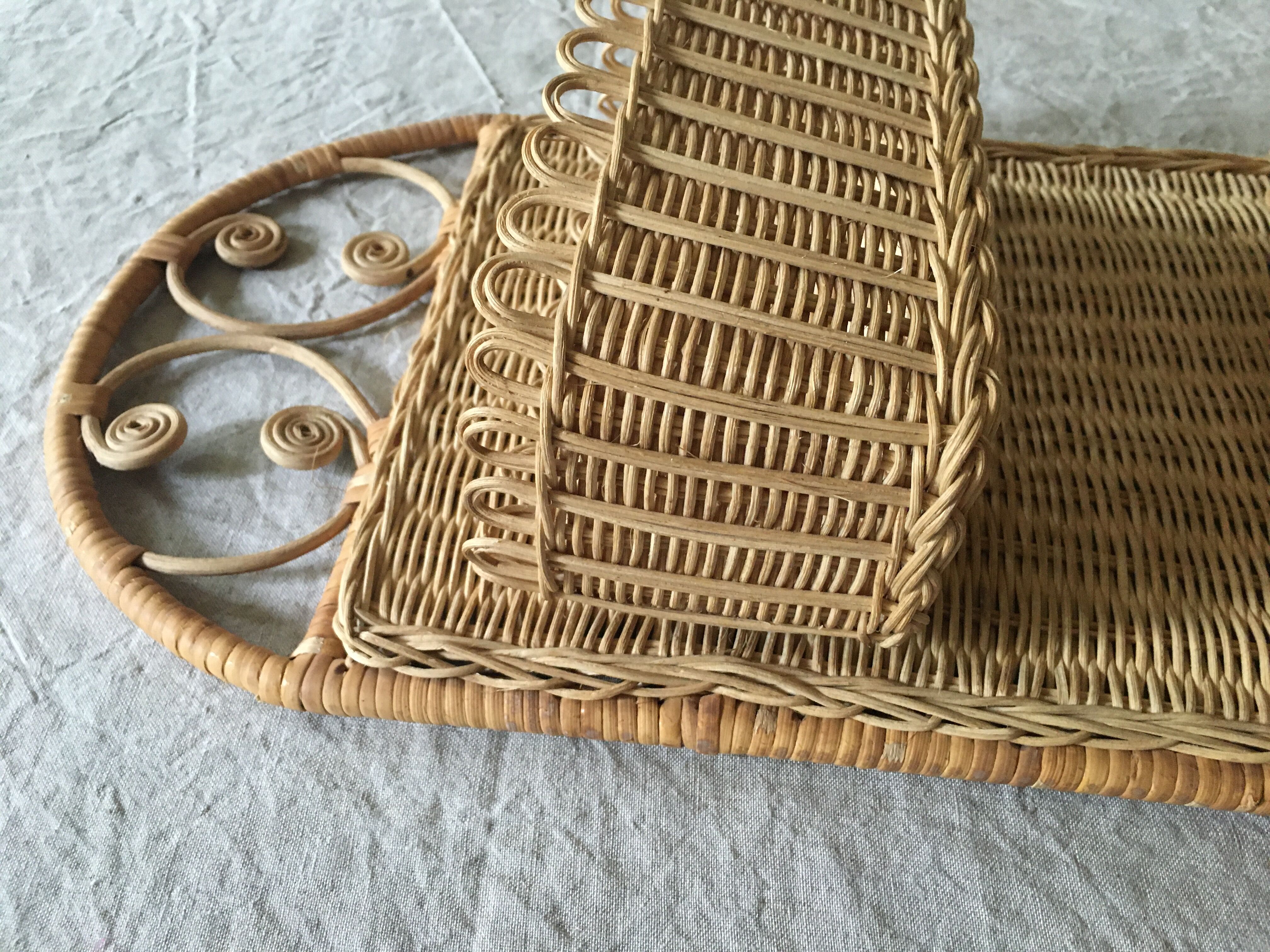 Natural rattan wall shelf