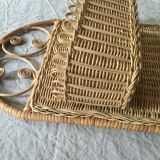 Natural rattan wall shelf