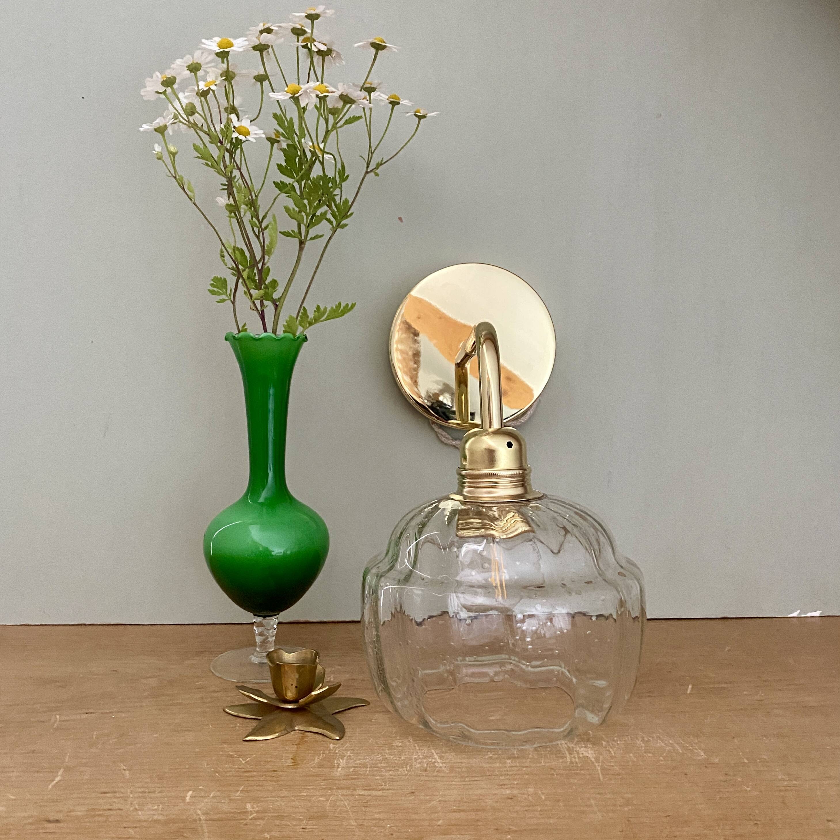 Vintage bubbled glass globe wall light
