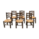Set of 6 vintage straw farm chairs