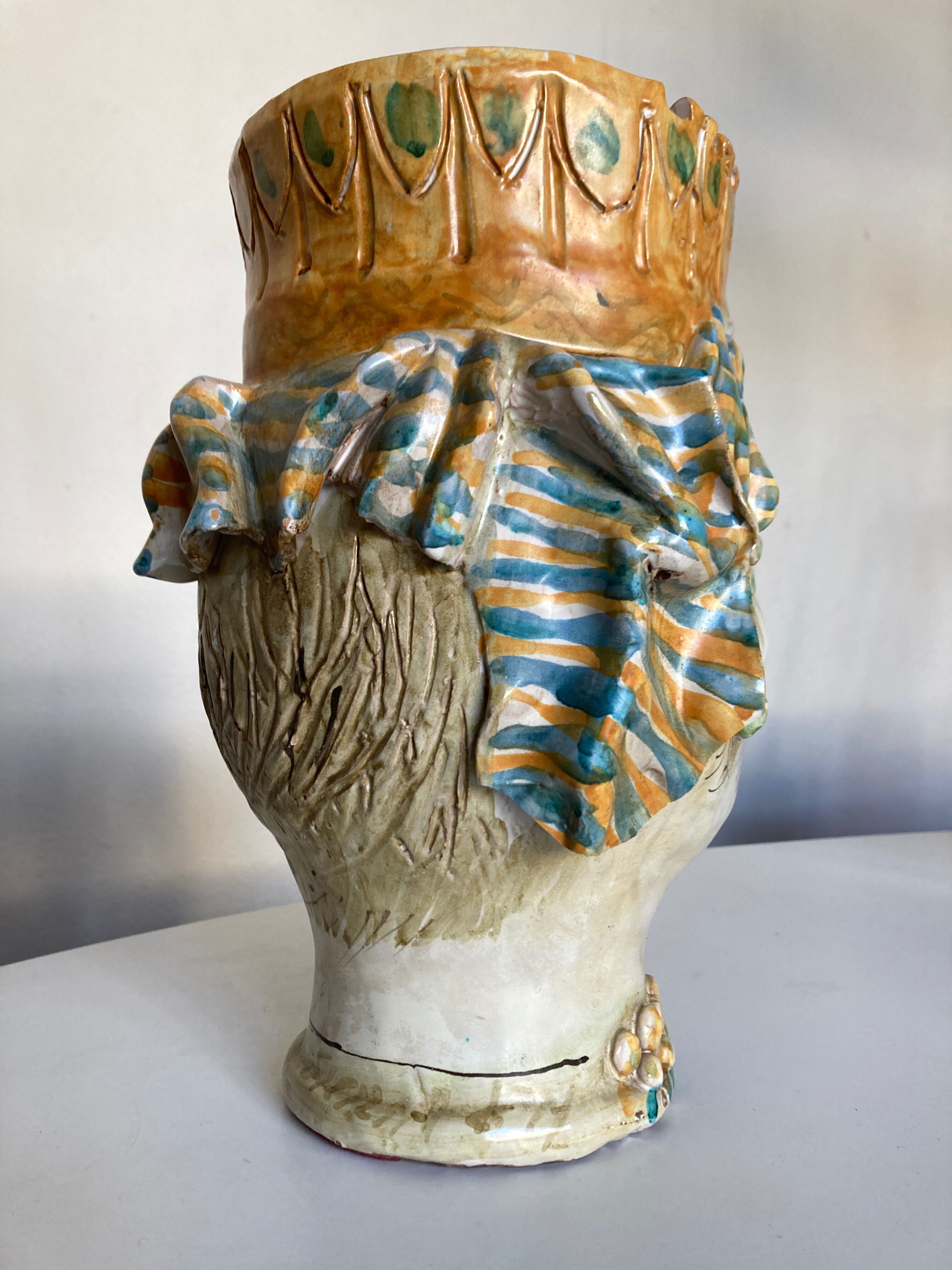 Italian ceramic vase Caltagirone Sicily 1960