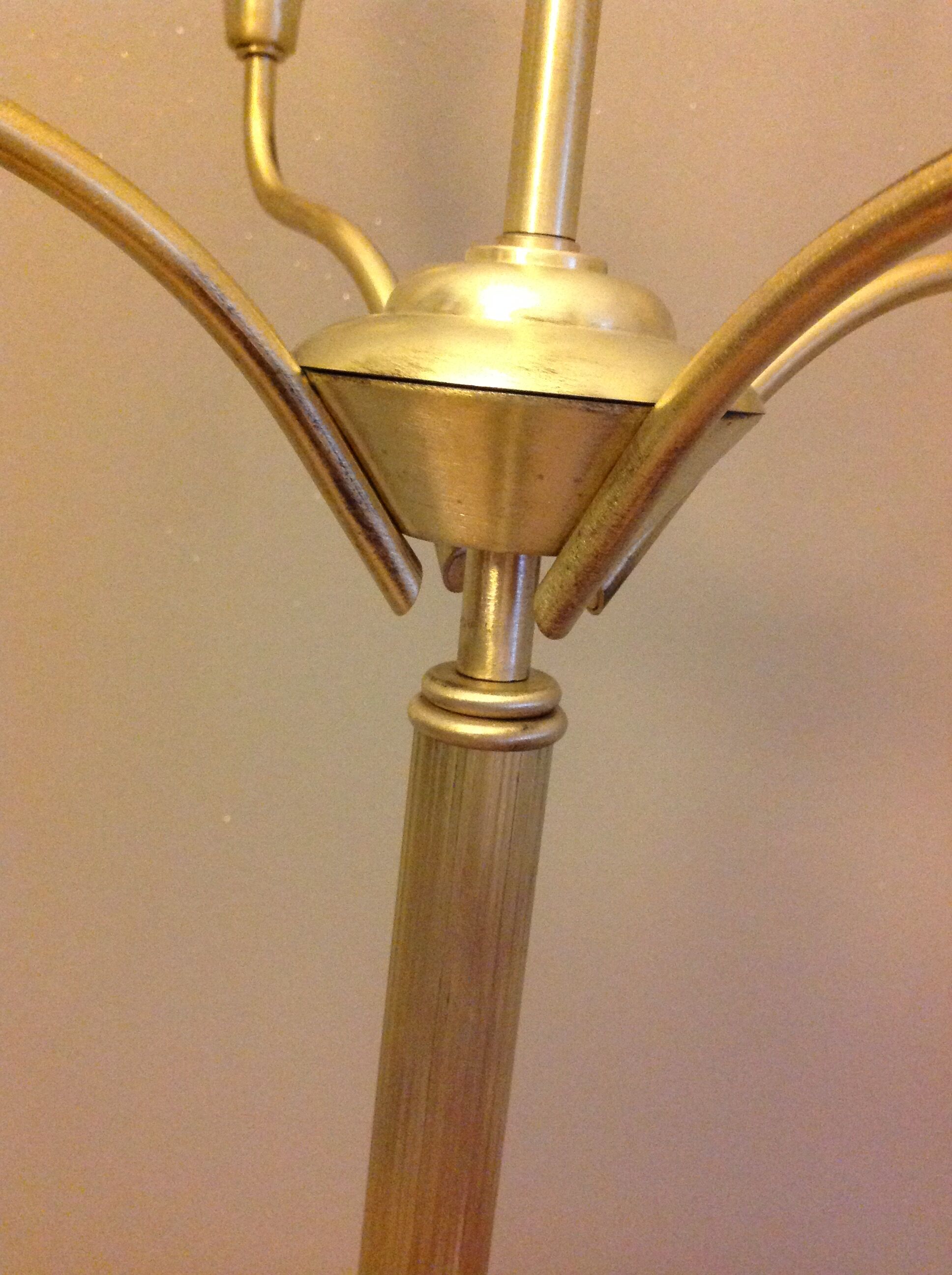 Four-fire retro brushed brass lamppost, 30-40s