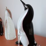 3 animal figurines of penguins in formia murano glass