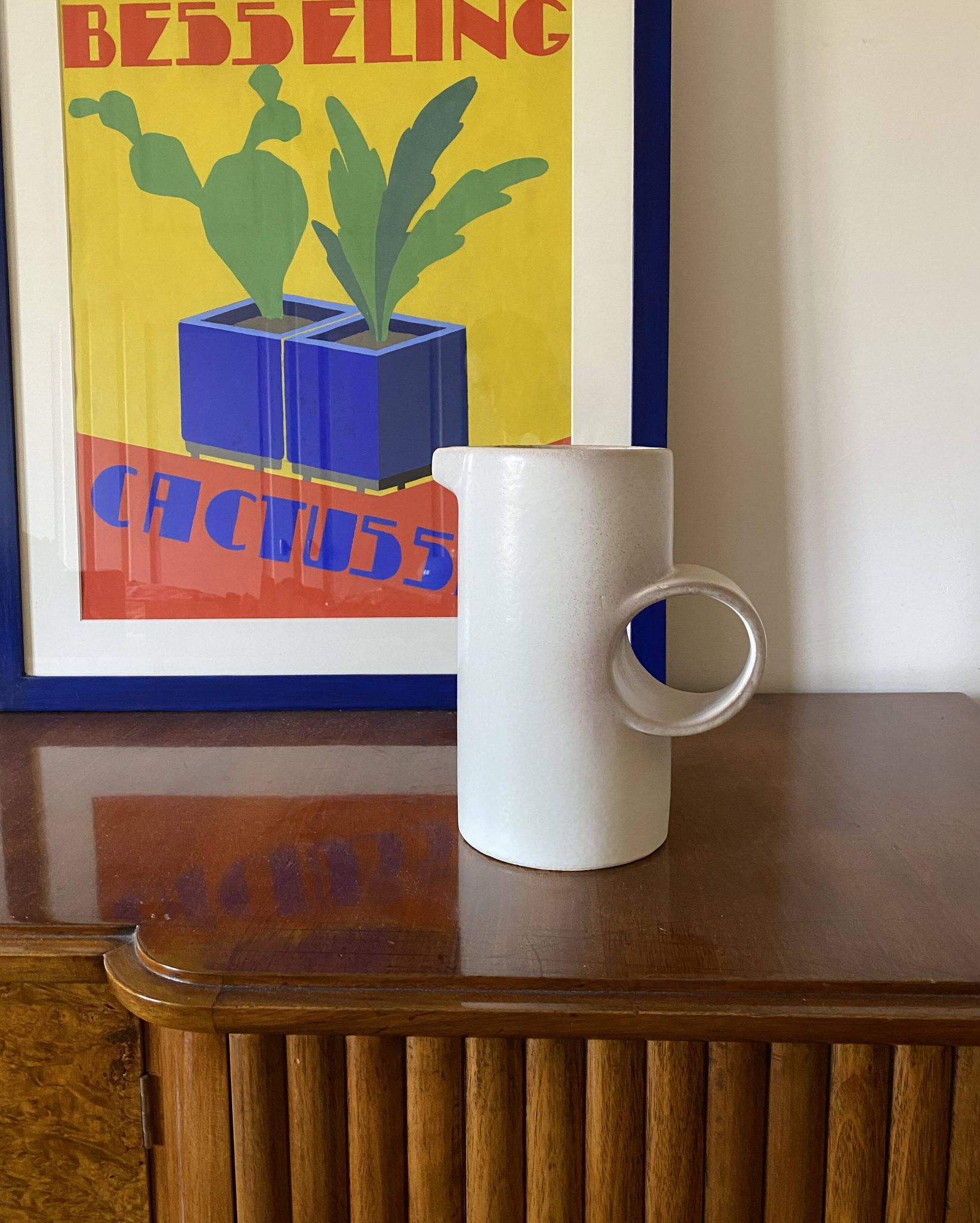 Organic modern white ceramic vase / jug, La Sfera Italy 1980s