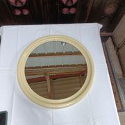 Round mirror in cream plastic, French house Syla, 70s