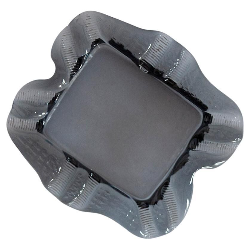 Grey crystal glass ashtray, mid-century, Italy, 1970s.