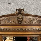 Renaissance style walnut pediment mirror circa 1850