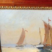 peinture a l'huile sur carton ( voiliers)
