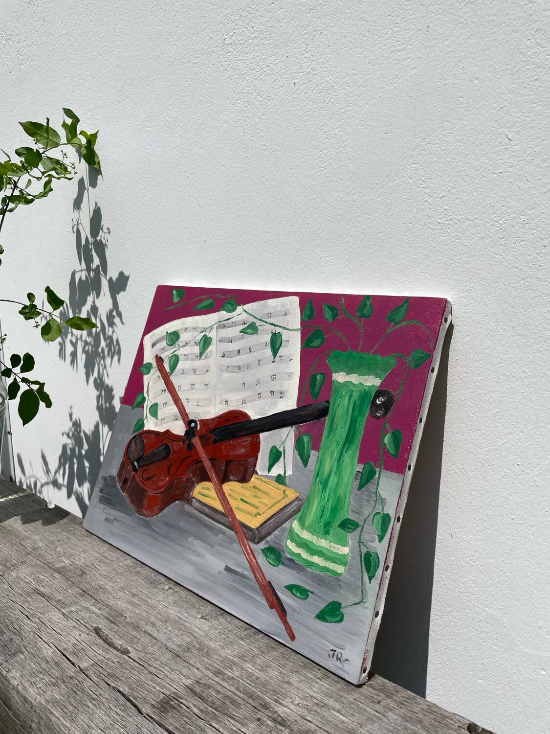 Still life with vase and violin