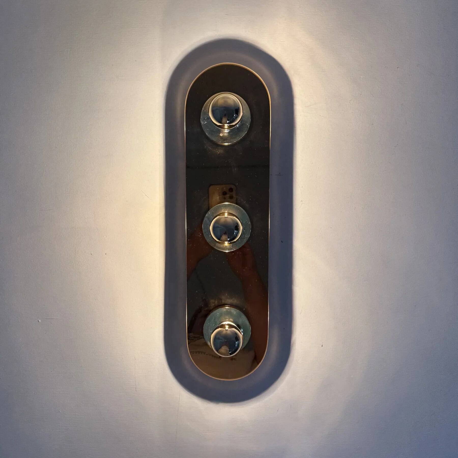 Vintage pop art space age bronze mirrored wall lamp, Eglo, Germany, 1980s