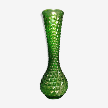 Ancien vase soliflore en verre motifs en relief
